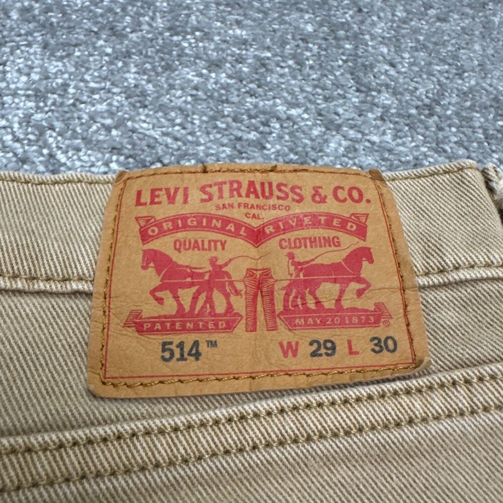 Levi's 514 Straight Leg Denim Jeans Mens 30x27 Khaki Brown Cotton Casual Stretch - Picture 10 of 16